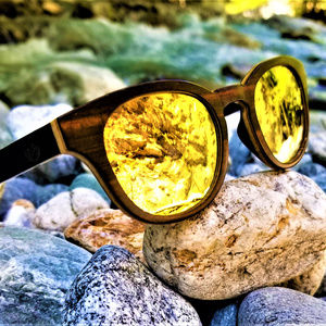 Ebony Wood Sunglasses with Rose Gold Lenses